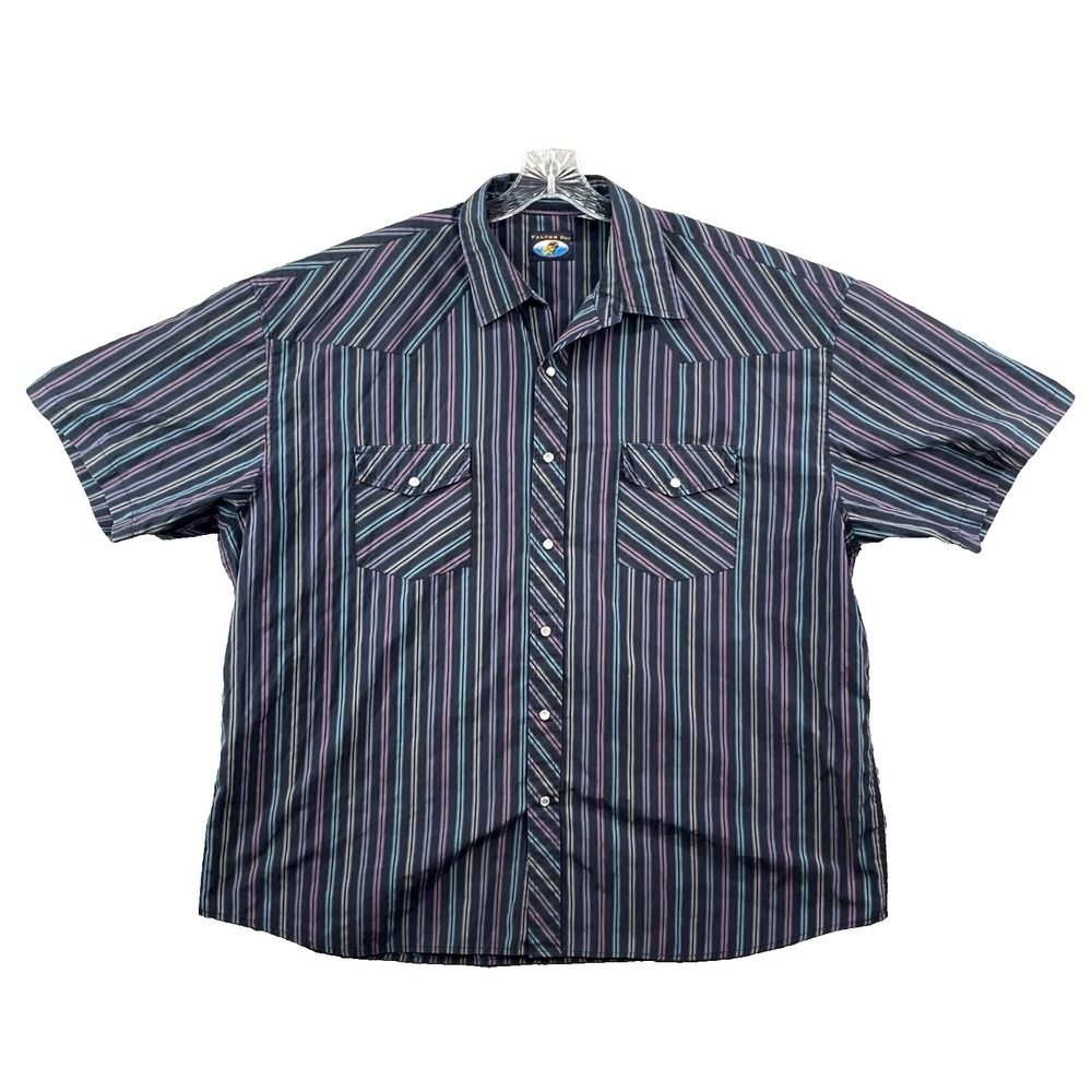 Falcon Bay Western Shirt Mens 3X Multicolor Striped Pearl Snap Cowboy Rancher